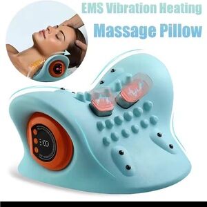 EMS Vibration Heating Massage Pillow - Light Blue
